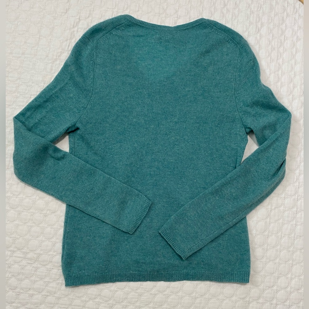 ADRIENNE VITTADINI  100% 2-Ply Cashmere V-Neck sweater Aqua Blue Women’s Size XL - Picture 6 of 10